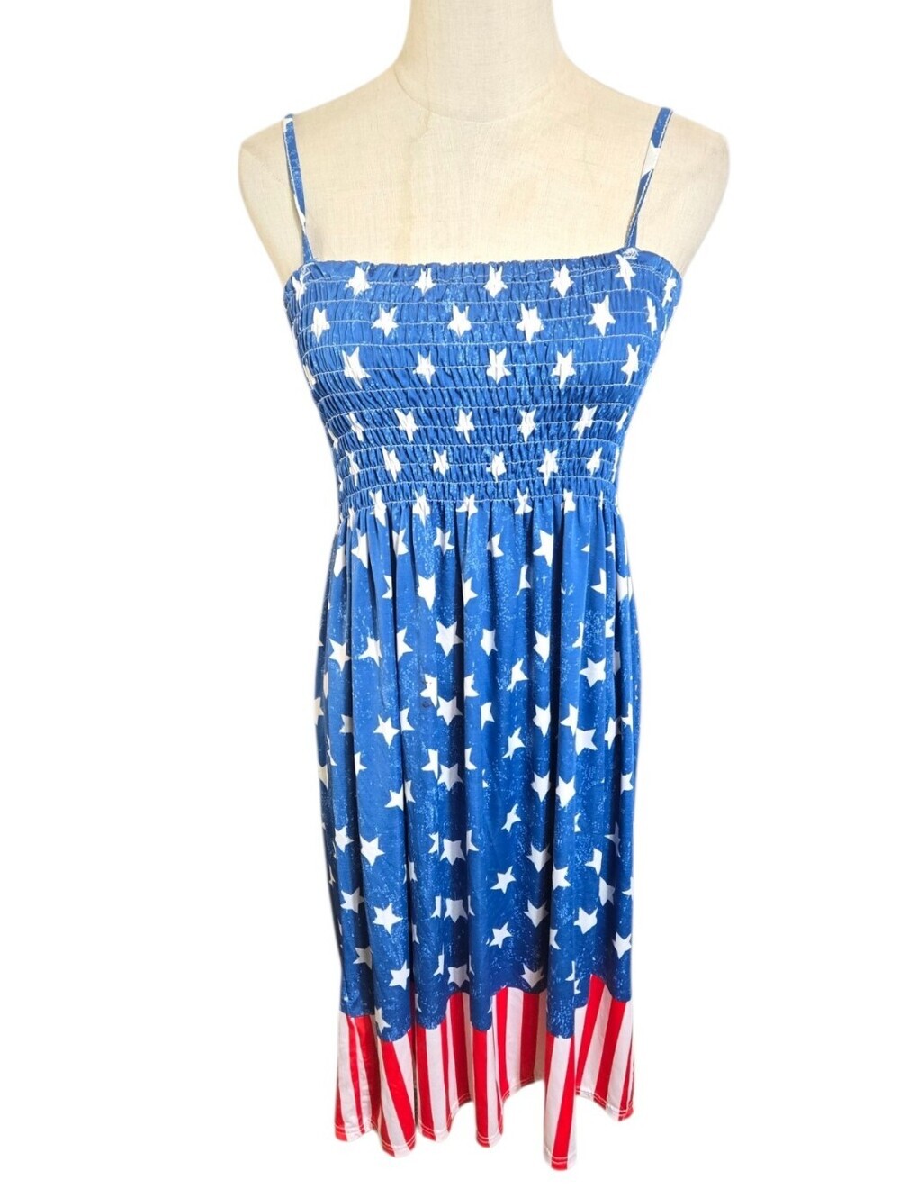 Isla Bonita Red White And Blue Flag 4th Of July Print Sundress